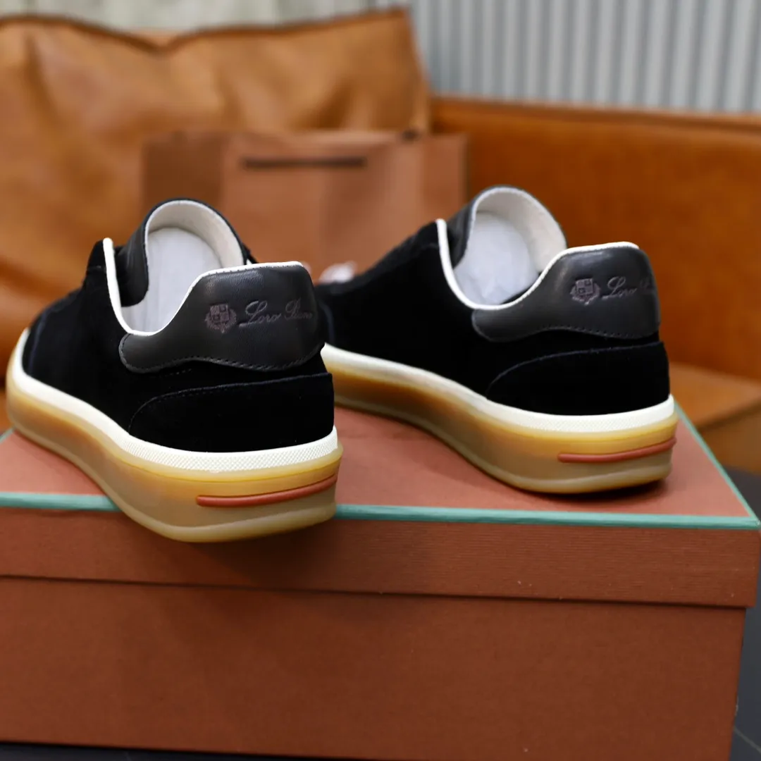 Men's Men's Shoes💰540💰••New Products•• LoroPian*_Noyo-Pianya New men's casual moral training sneakers, LP lace-up casual shoes!  Made of original imported soft cowhide and suede fabric, it highlights the sporty style. The heel is decorated with logo embossing and the original molding. The raw rubber translucent sole combined with the color welt adds a sense of modernity to the shoe. The shoe is overall refreshing and easy to match with style. It has a full cowhide lining for the feet. The original box packaging at the counter comes with wooden balls and a dust bag! Size: 38-44 (.45 customized)